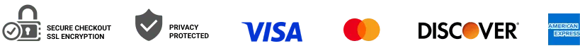 Secure payment. Visa, Mastercard, Discover and American Express accepted.